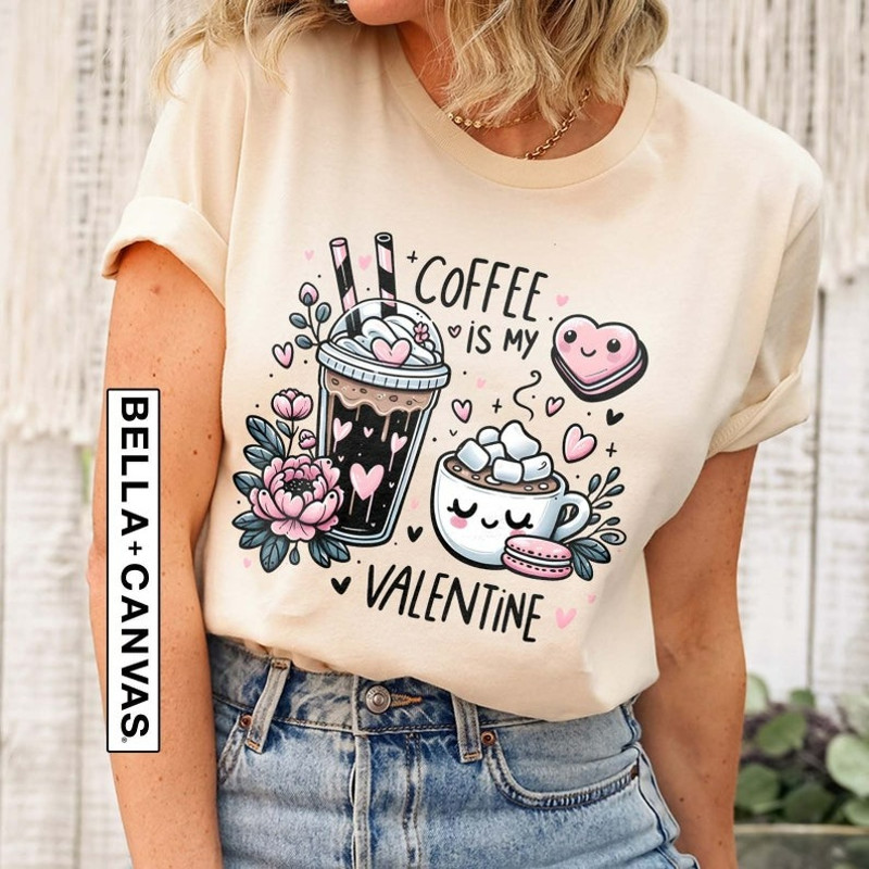 Coffee is My Valentine T Shirt, Coffee Lover Shirt, Valentines Day Gift For Her, Unisex T-Shirt