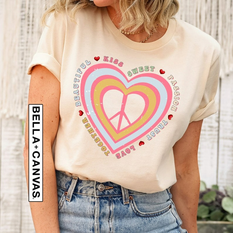 Peace Sign Cute Valentines T-Shirt, Valentines Shirt, Positive Vibes Shirt, Unisex T-Shirt