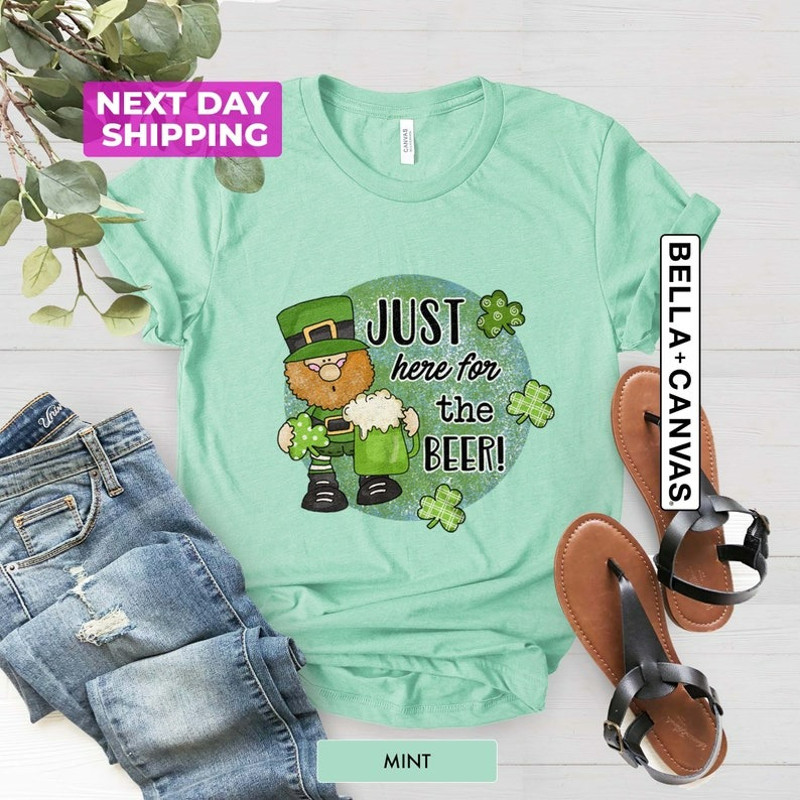 St Patricks Funny Shirt Men, Just Here for the Beer Birthday Tee Gift, Irish Shirt, Unisex T-Shirt