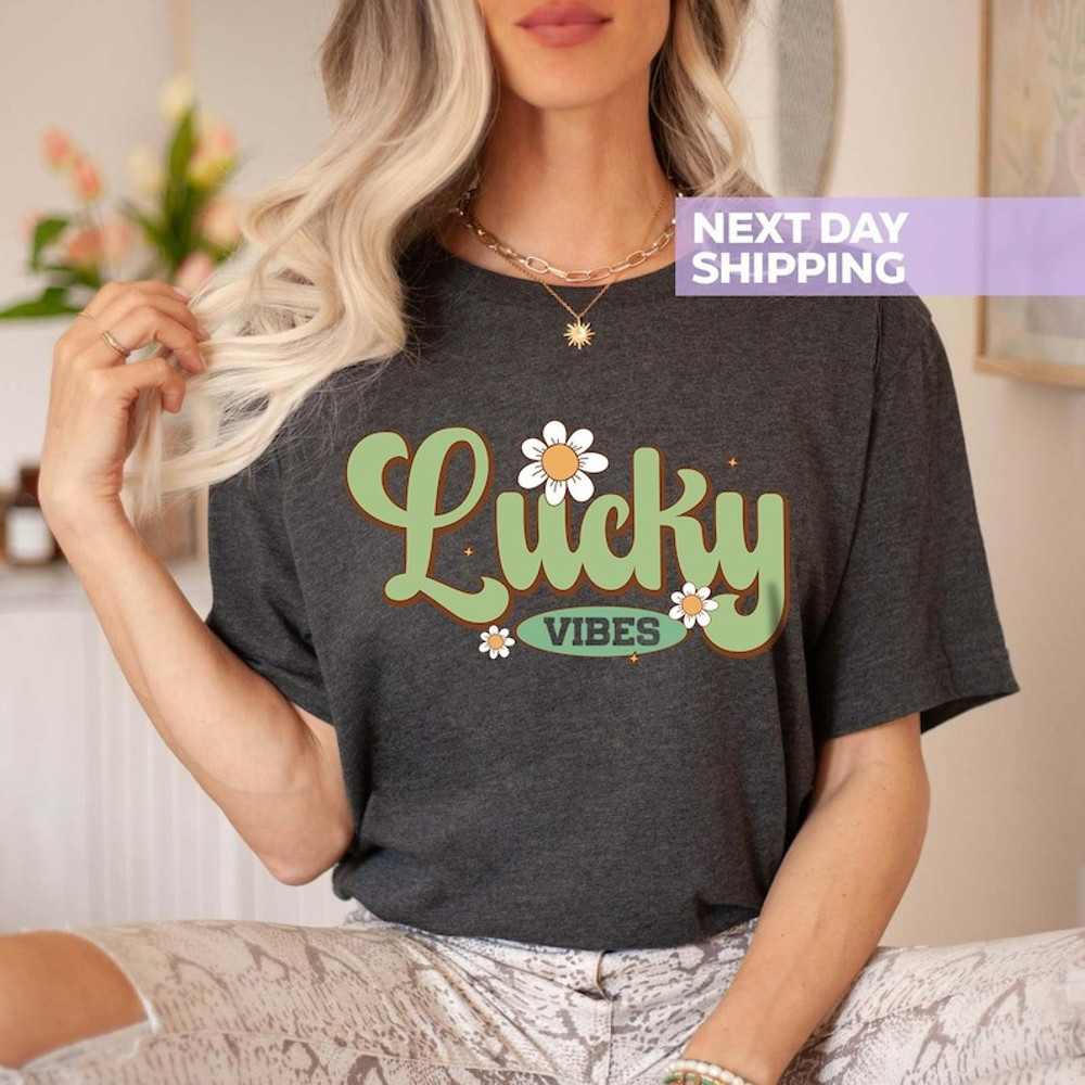 Retro Lucky Vibes T-Shirt, St Patrick's Day Shirt, Shamrock Shirt, Unisex T-Shirt
