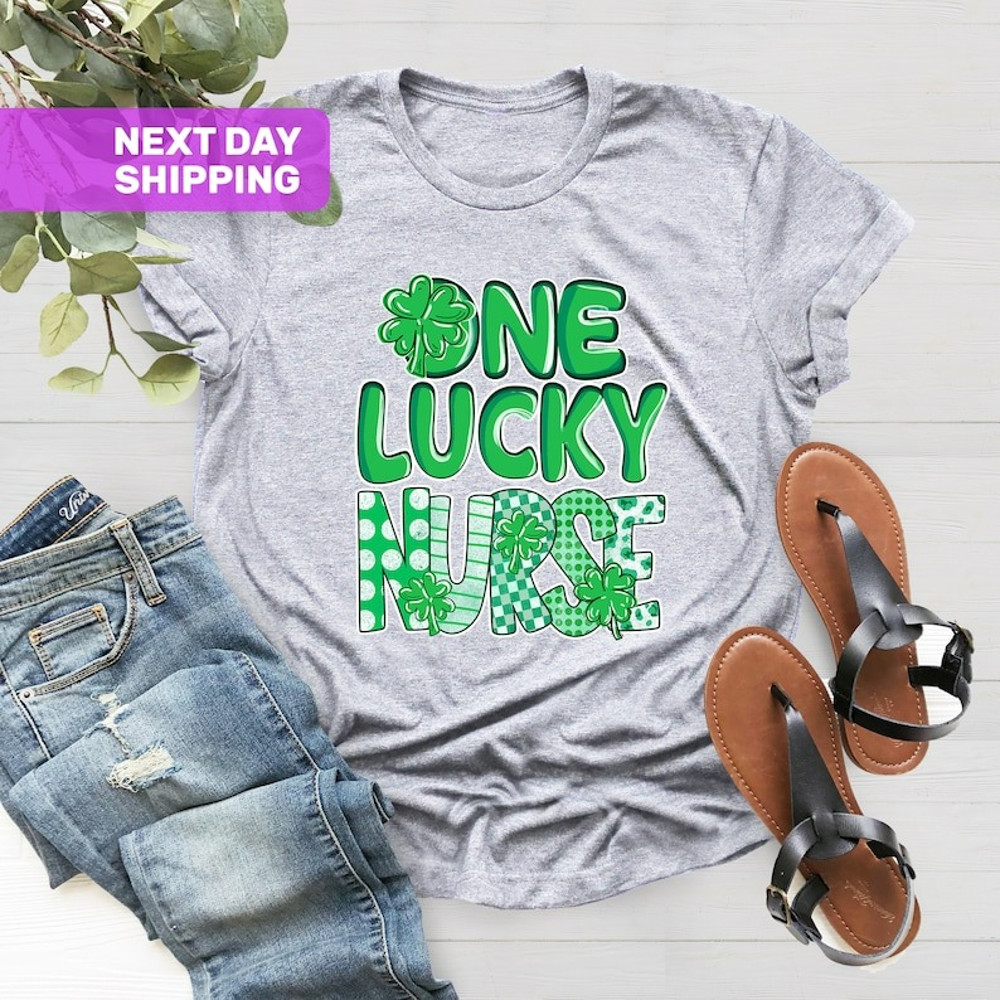 One Lucky Nurse Shirt, Clover Stethoscope Shirt, Gift for Nurse, Nurse Shamrock Shirt, Unisex T-Shirt