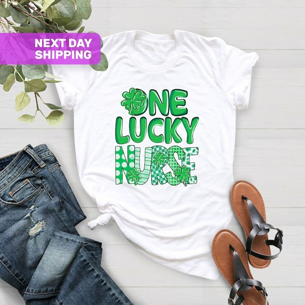 One Lucky Nurse Shirt, Clover Stethoscope Shirt, Gift for Nurse, Nurse Shamrock Shirt, Unisex T-Shirt