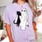 Ghost holding Black Cat Halloween T-shirt, halloween gift for Cats Owner, Unisex T-Shirt