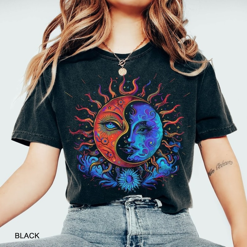 Celestial Moon and Sun t-shirt, trendy Shirt, Mystic Moon Shirt, Unisex T-Shirt