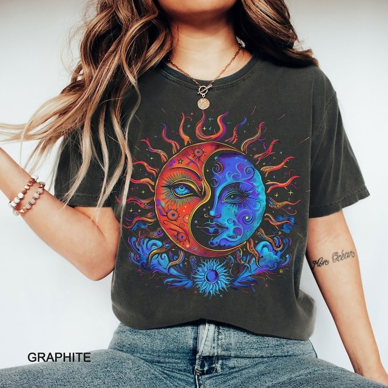 Celestial Moon and Sun t-shirt, trendy Shirt, Mystic Moon Shirt, Unisex T-Shirt