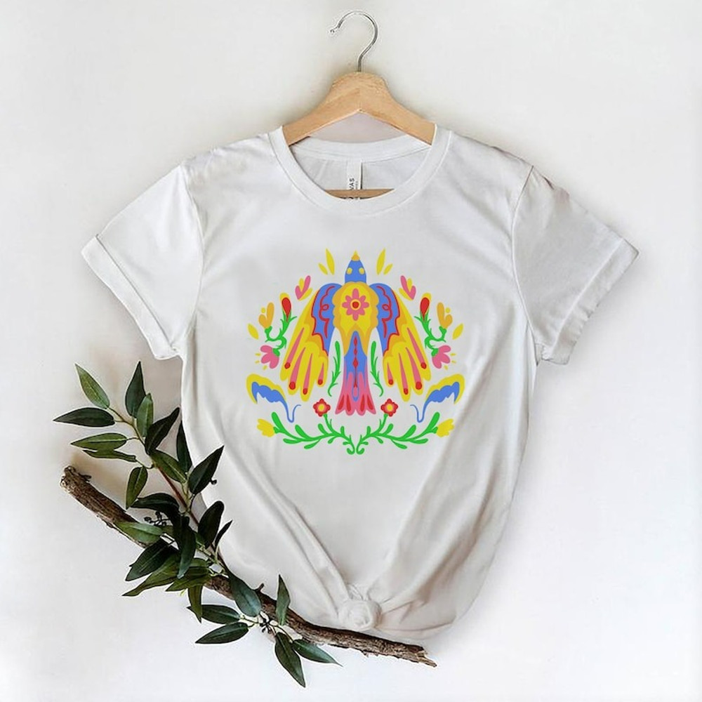 Otomi colorful Mexican bird, colorful trendy Tee, otomi bride shirt, Mexico Floral, Unisex T-Shirt
