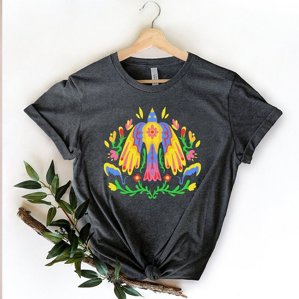 Otomi colorful Mexican bird, colorful trendy Tee, otomi bride shirt, Mexico Floral, Unisex T-Shirt