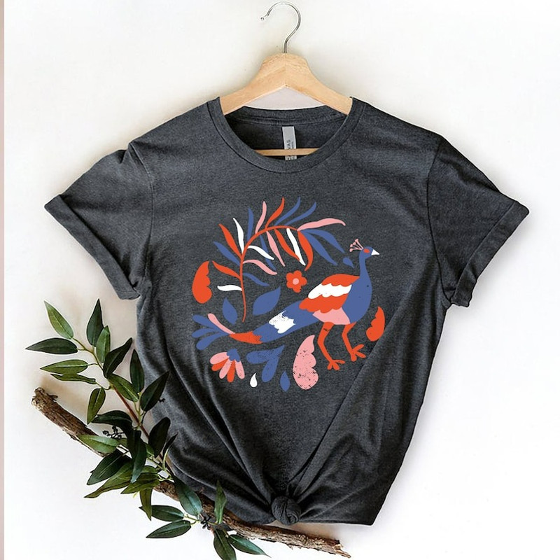 Floral peacock t-shirt,colorful trendy shirt, otomi bride tee, Mexico Floral, Unisex T-Shirt