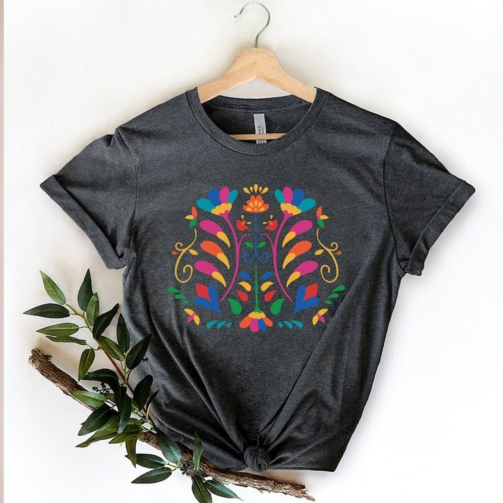 Otomi Flower Tshirt Colorful Trendy Shirt Otomi Flowers Shirt Mexico Floral Tee Unisex TShirt 1