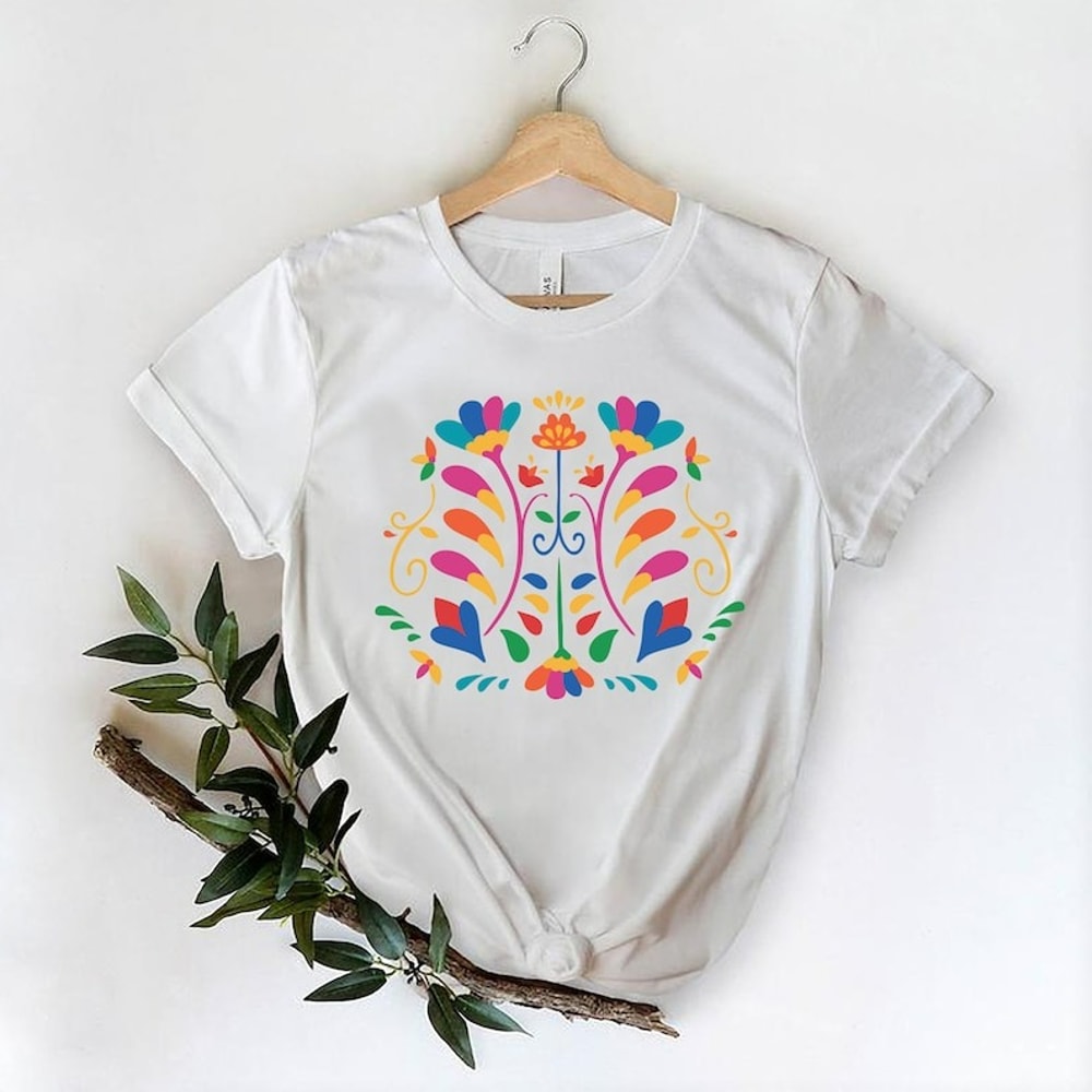 Otomi flower t-shirt, colorful trendy shirt, otomi flowers shirt, Mexico Floral tee, Unisex T-Shirt