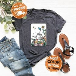 the gardener tarot card trendy women shirt, skeleton watering plants shirt, unisex t-shirt