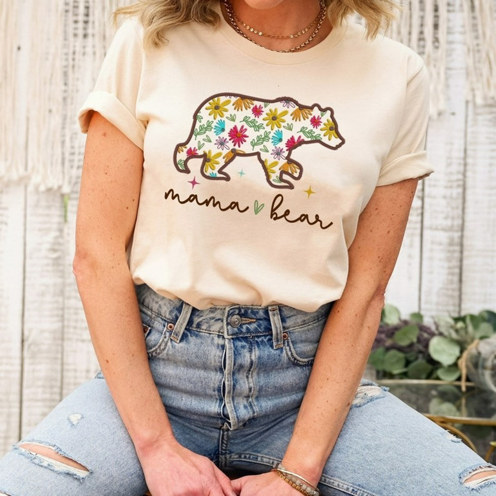 Mama Bear T-shirt, Mothers Day Sweatshirt, Floral Mom Shirt, New Mom Shirt, Unisex T-Shirt
