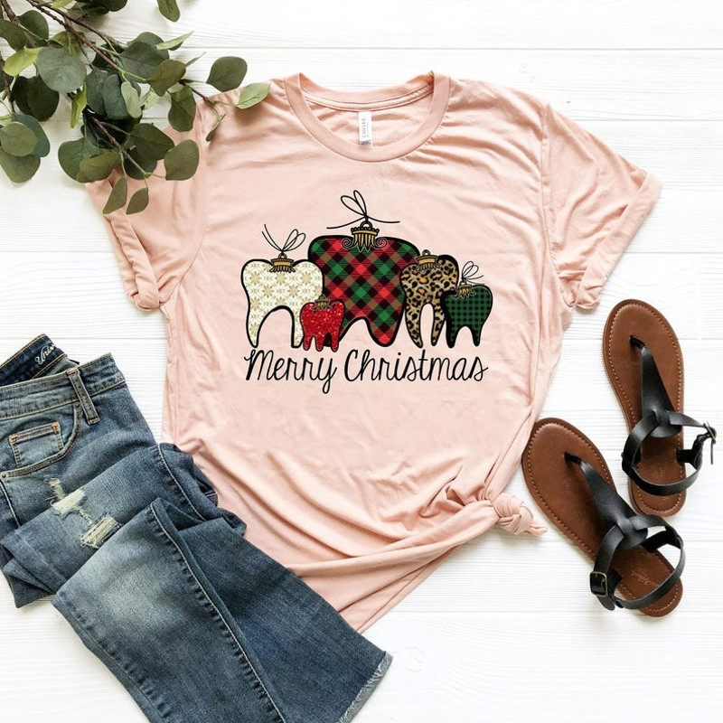 Merry Christmas Teeth Shirt, Buffalo Plaid Shirt, Merry Christmas Tee, Xmas Teeth Shirt, Unisex T-Shirt