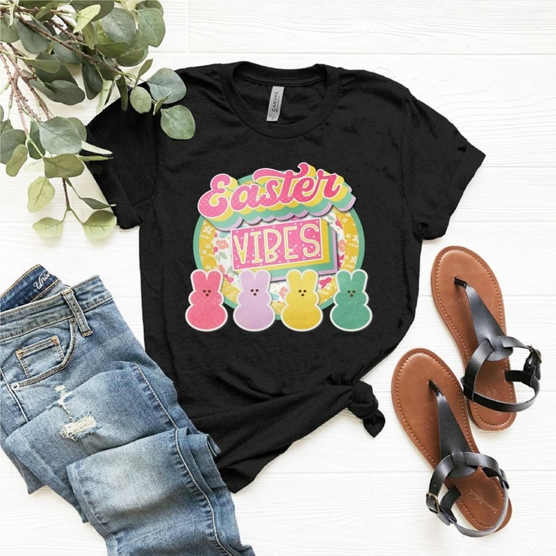 Easter Vibes Shirt, Easter Bunny Shirt, Retro Easter Shirt, Bunny Shirt, Unisex T-Shirt