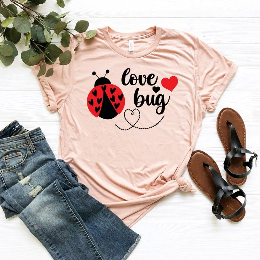 Love Bug Shirt,Lady Bird Valentines,Valentines Day Shirt,Heart Shirt, Unisex T-Shirt