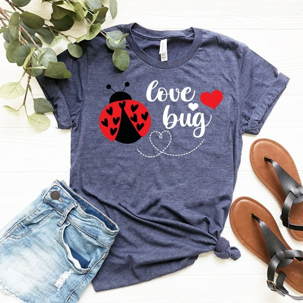 Love Bug Shirt,Lady Bird Valentines,Valentines Day Shirt,Heart Shirt, Unisex T-Shirt