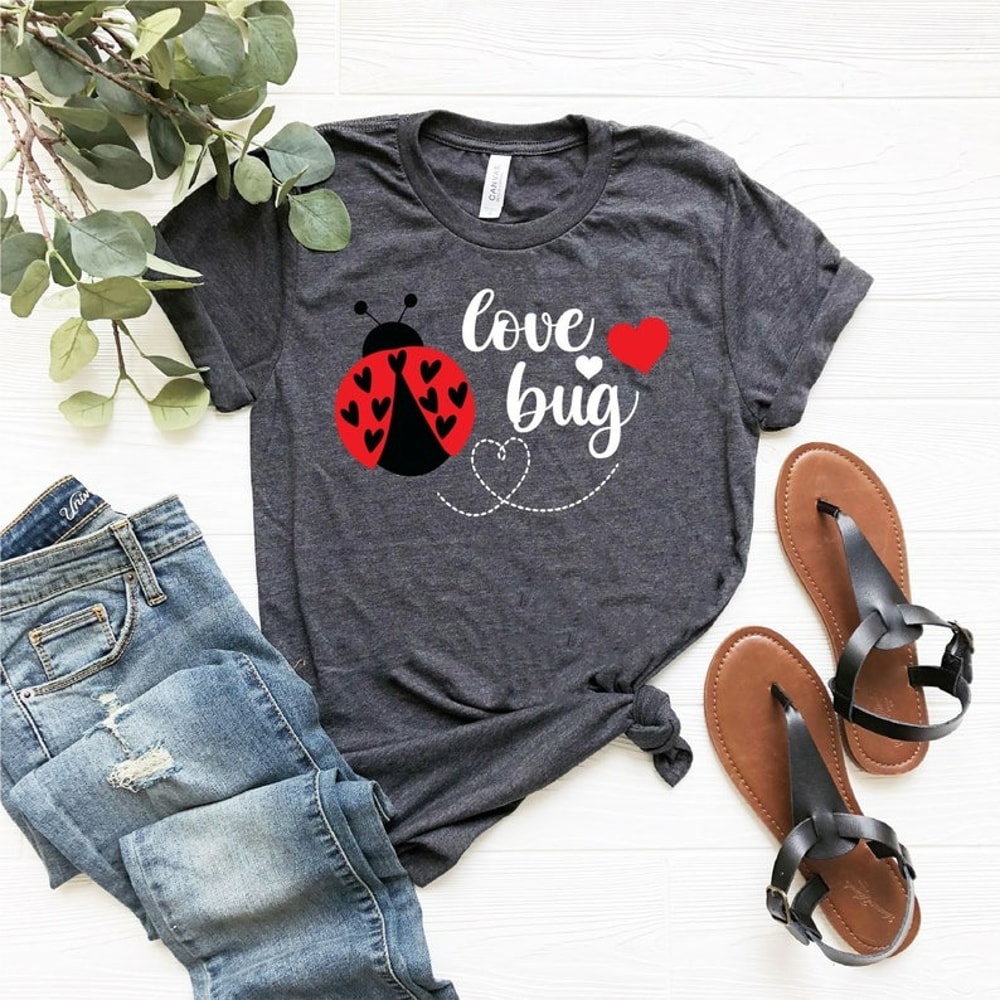 Love Bug Shirt,Lady Bird Valentines,Valentines Day Shirt,Heart Shirt, Unisex T-Shirt