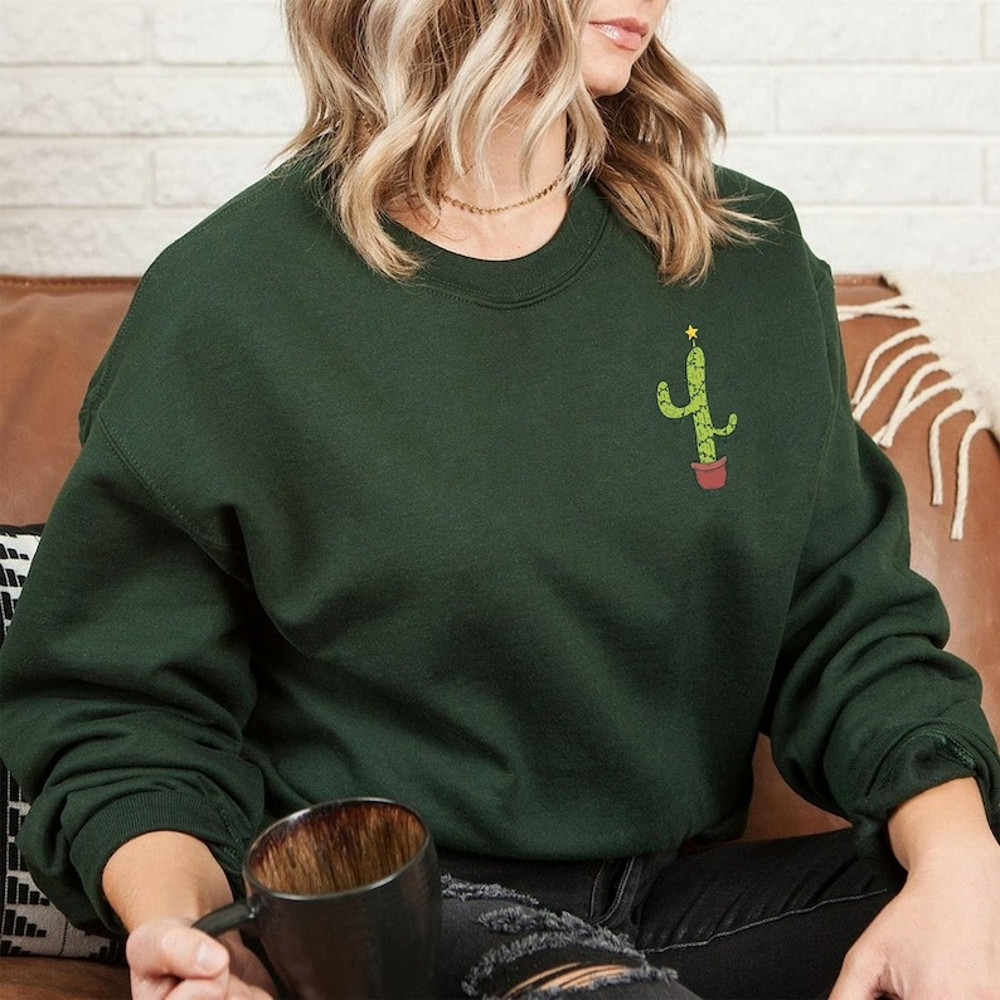Cute Christmas cactus sweater, Festive Plant Mom Christmas sweatshirt, Unisex Sweatshirt, Hoodie