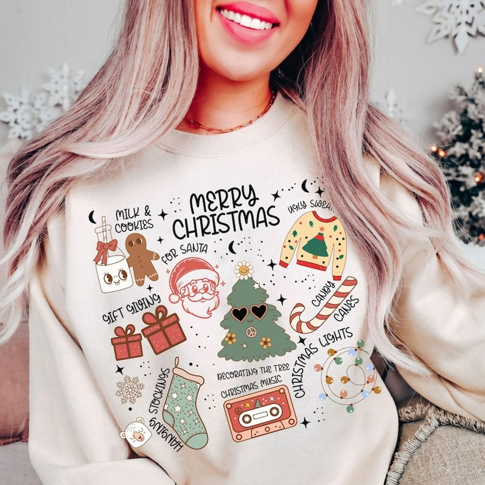 Merry Christmas Sweatshirt Cute Christmas Crewneck Unisex Sweatshirt Hoodie