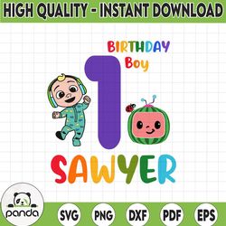 cocomelon personalized name and ages birthday boy svg, coco melon svg, cocomelon svg for cricut, cocomelon birthday svg3