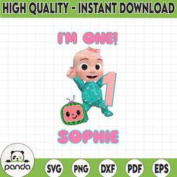 cocomelon personalized name and ages birthday girl png, coco melon png, cocomelon birthday png, watermelo