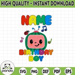 cocomelon personalized name and ages birthday boy svg png, cocomelon brithday svg,cocomelon family birthday svg, co51