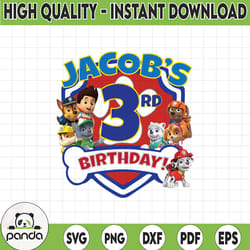 personalized name and ages, paw patrol chase birthday png, paw patrol birthday png family birthday raglan kids cus4 03