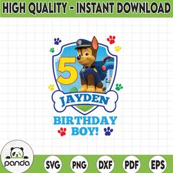 personalized name and ages, paw patrol chase birthday png, paw patrol birthday png family birthday raglan kids cus4 08