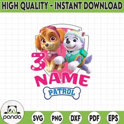 personalized name and ages, paw patrol chase birthday png, paw patrol birthday png family birthday raglan kids cus4 33