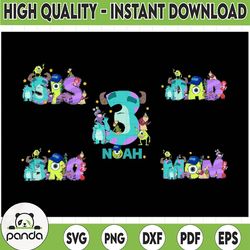 personalized name birthday monsters incs birthday png, monsters incs birthday custom png, monsters university, birthday