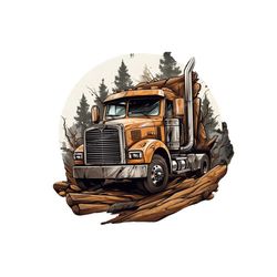 logging truck png for sublimation, logger truck clip art, logger t shirt design with transparent background