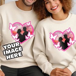 couples matching sweatshirt valentines day custom photo shirt, personalized gift, valentine matching shirt