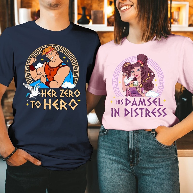 Hercules And Megara His And Hers Shirts Her Zero To Hero His Damsel In Distress Shirt Valentine Couple Shirt Valentines Gift 1.jpg