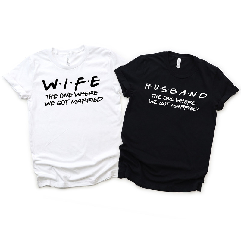 Friends themed Husband Wife PNG Bundle, Hubby and Wifey, Honeymoon Shirt, Couples Shirts, His and Hers, Wedding Gift, Friends PNG, Newlyweds.jpg