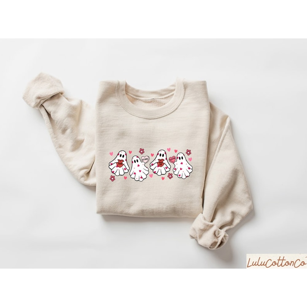 Valentine's Day Ghost Sweatshirt, Ghosts With Hearts Valentine Gift, Spooky Valentine Sweat, Be My Boo Valentines Tee, Happy Valentines Day2.jpg