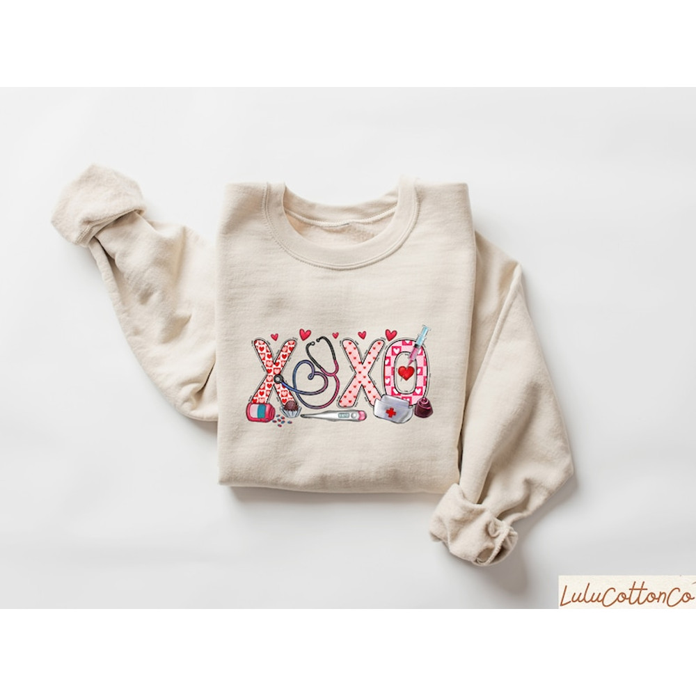 XOXO Nurse Valentine Sweatshirt, Comfort Colors Nurse Valentines Day, Health Supplies Sweater, Nursing School, Nurse Valentine Appreciation2.jpg