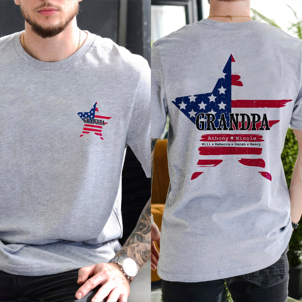 Custom Grandpa Shirt With Kids Names, 4th Of July Papa Shirt, Patriotic Shirt, Fourth Of July Shirt For Grandpa, Independence Day Tshirt.jpg