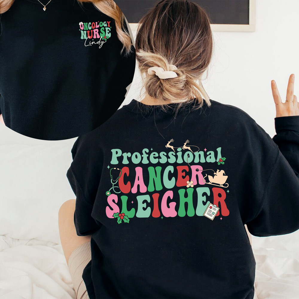 Custom Oncology Nurse Christmas Shirt, Cancer Nurse Shirt, Professional Cancer Sleigher, Oncology Squad, Onc Crew Christmas Matching Shirt.jpg
