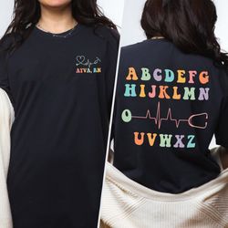 nurse alphabet shirt, heartbeat alphabet shirt