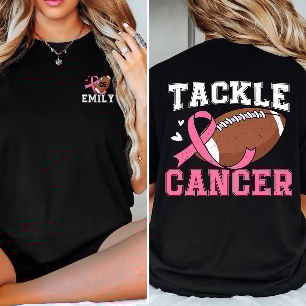 Tackle Breast Cancer Shirt, Breast Cancer Football Shirt, Football Mom Shirt, Breast Cancer Awareness, Warrior Shirt, Cancer Support Shirt.jpg