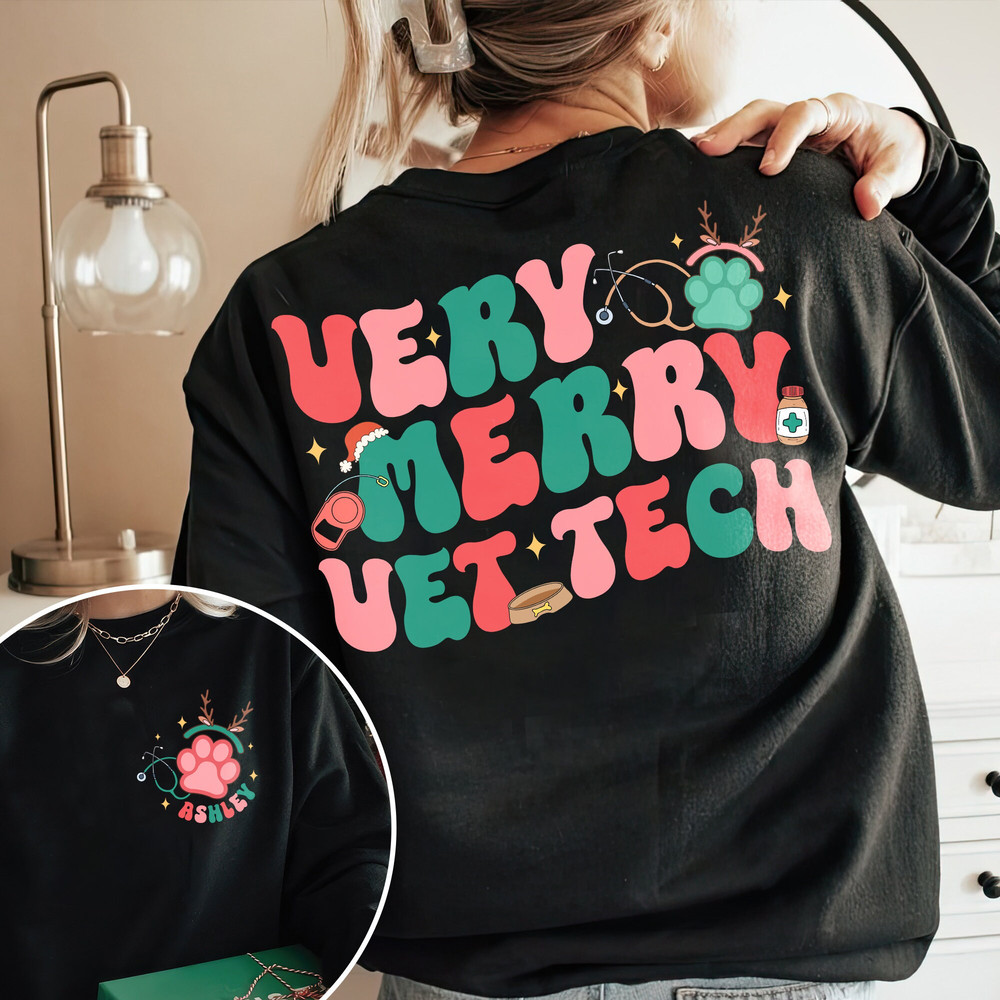 Very Merry Vet Tech Christmas Shirt, Veterinary Technician Shirt, Christmas Gift For Veterinarian, Vet Gift, Vet Assistant, Vet Grad Gift.jpg