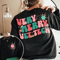 very merry vet tech christmas shirt, veterinary technician shirt