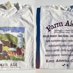farm aid 99 t-shirt 1999 neil young willie nelson farm aid album music graphic shirt, anniversary gift