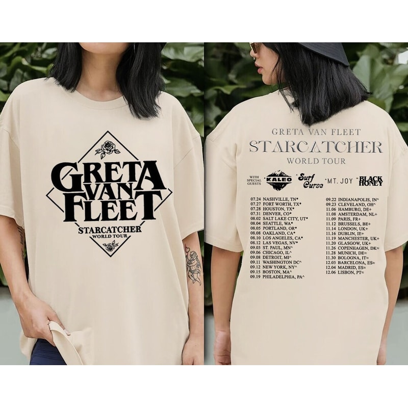 Greta Van Fleet Starcatcher World Tour Concert T-Shirt, Greta Van Fleet Tour Dates 2023 T-Shirt, Starcatcher Tour Shirt, Gift for Fan.jpg