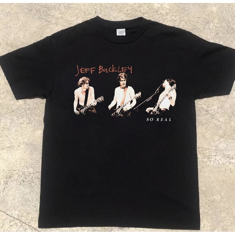 Jeff Buckley So Real 1994 Black Unisex T-shirt, 90s Jeff Buckley Concert Shirt, Jeff Buckley Tour Graphic shirt, Gift for Dad, Gift for Him.jpg
