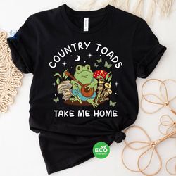 country toads take me home shirt, toad lover clothing, aesthetic toad guitar player shirt, frog and mushroom gift