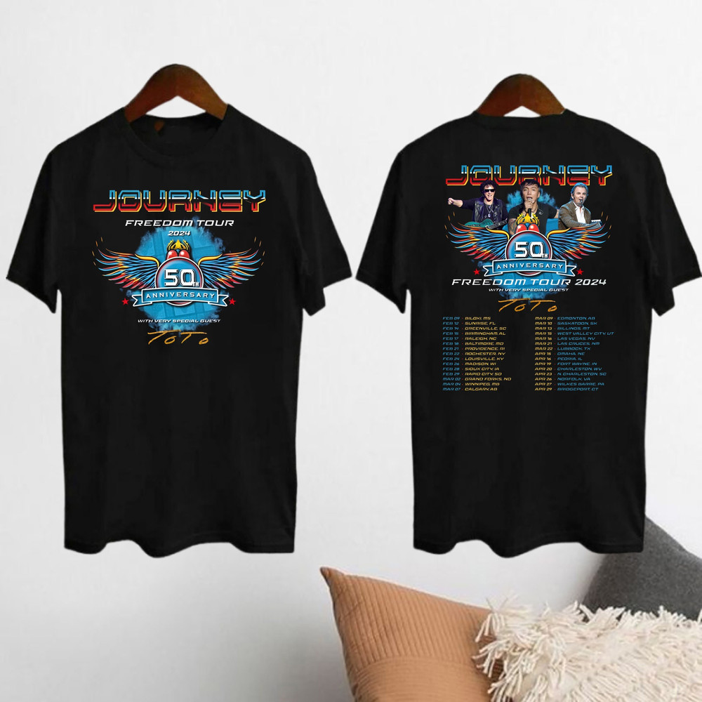 2024 Freedom Tour Journey Band Shirt, Journey Band Merch, Rock Band Journey Fan Gift Shirt, 90s Vintage Journey Band Shirt, Journey Band Tee.jpg