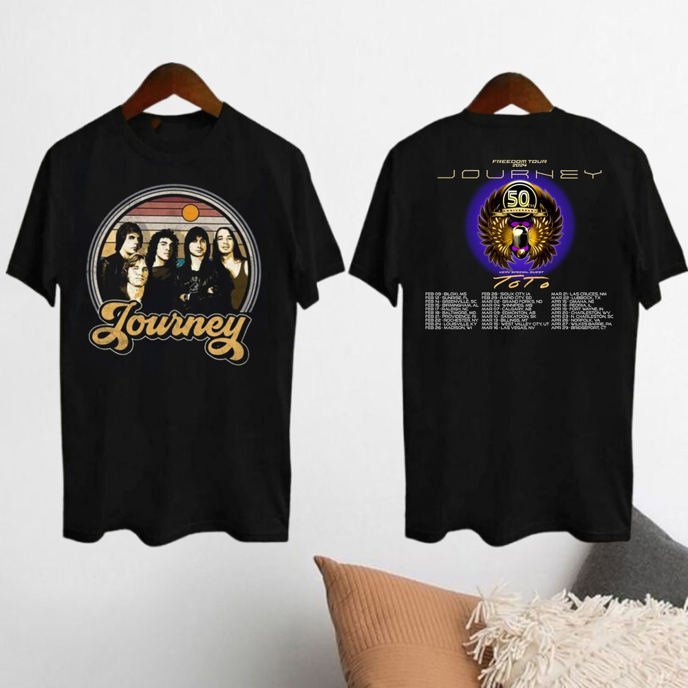 Journey Band Logo Unisex Shirt, Journey Band Freedom Tour 2024 Shirt, Journey Band Merch, Rock Band Journey Fan Gift Shirt, 90s Vintage Tee.jpg