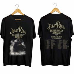 jelly roll the beautifully broken tour 2024 shirt, jelly roll fan shirt, 123