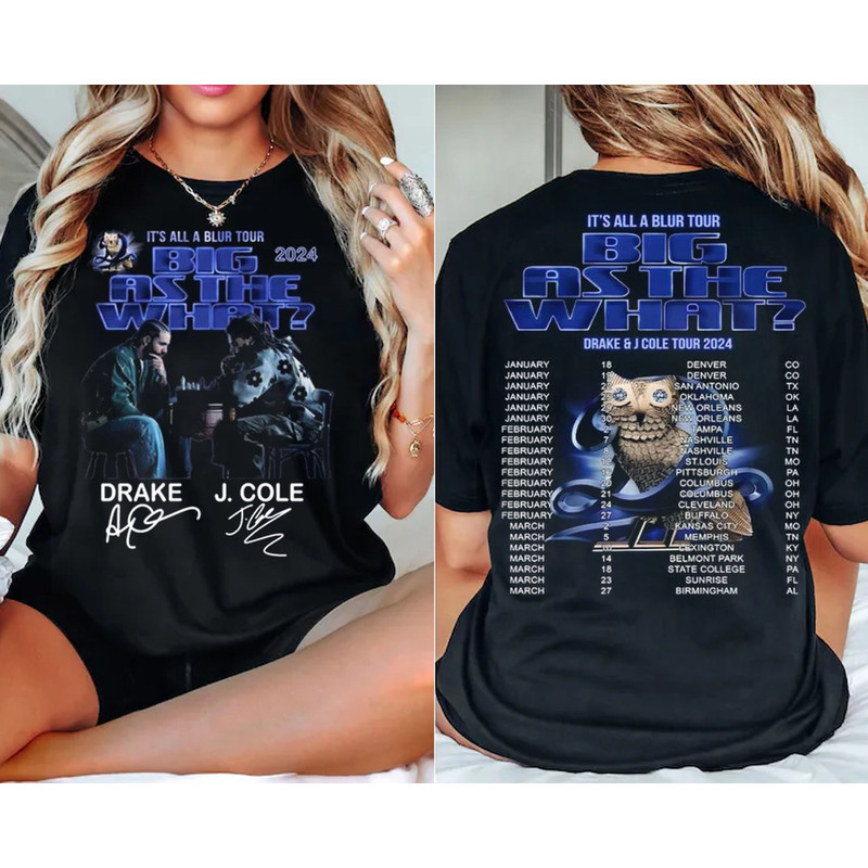 Vintage It's All A Blur Big as the What 2024 Tour Double Sided Shirt,Drake J Cole Tour 2024 T-Shirt,Drake J Cole Fan Rap Shirt,Gift for fans.jpg